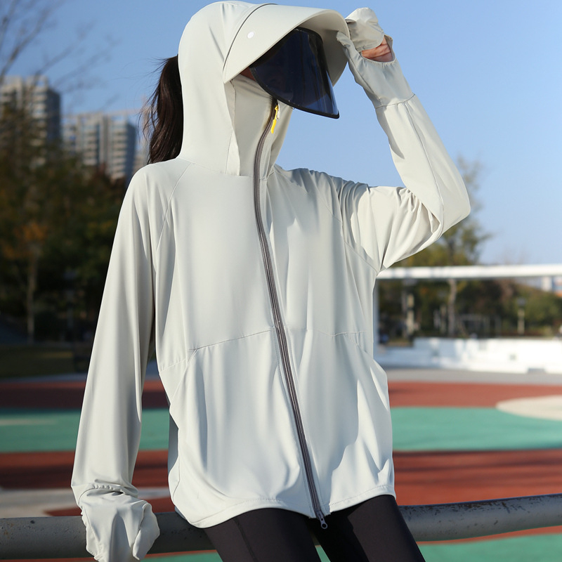 Jachetă pentru femei din nylon, UPF50+ protecție UV, cu glugă, respirabilă, uscare rapidă