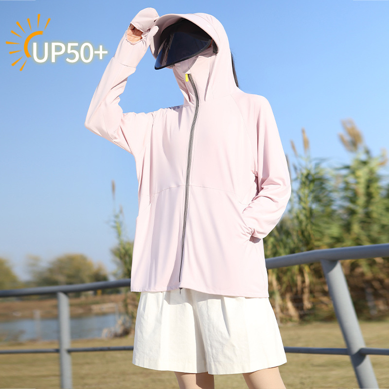 Jachetă pentru femei din nylon, UPF50+ protecție UV, cu glugă, respirabilă, uscare rapidă