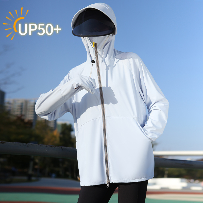 Jachetă pentru femei din nylon, UPF50+ protecție UV, cu glugă, respirabilă, uscare rapidă