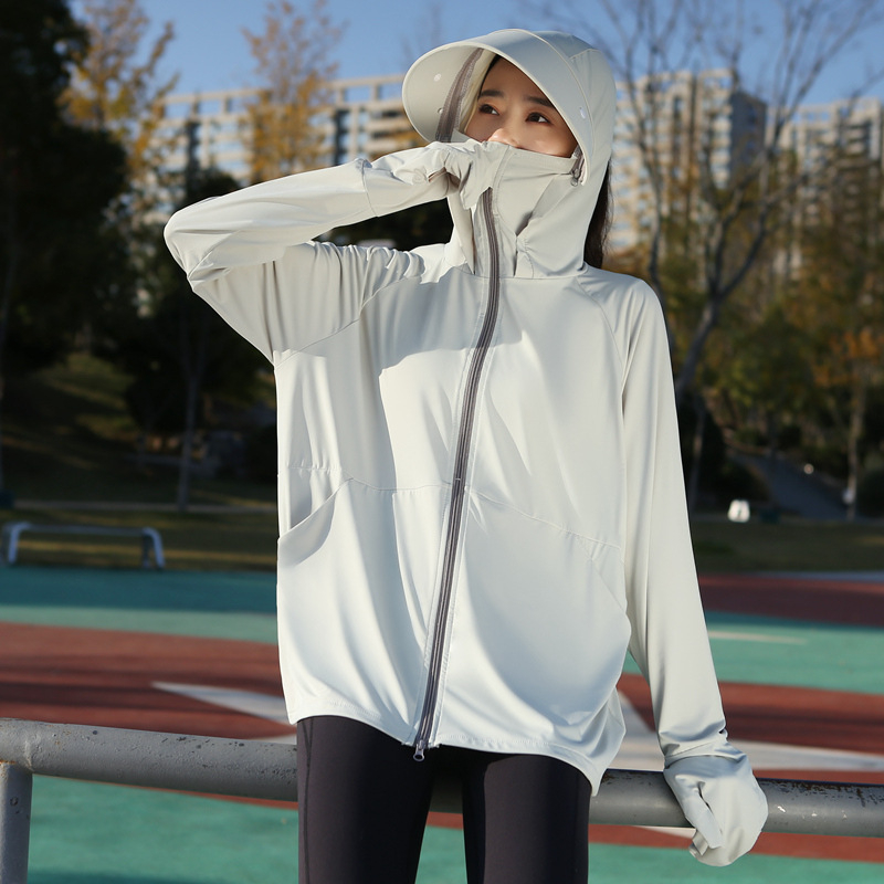 Jachetă pentru femei din nylon, UPF50+ protecție UV, cu glugă, respirabilă, uscare rapidă