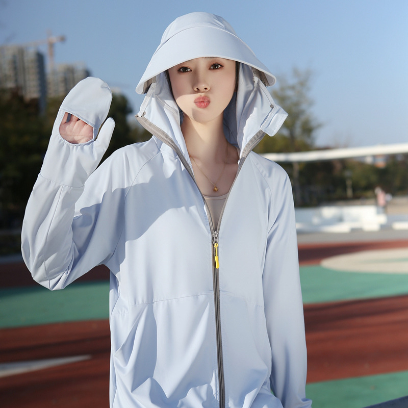 Jachetă pentru femei din nylon, UPF50+ protecție UV, cu glugă, respirabilă, uscare rapidă