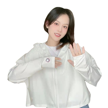 Bluză de protecție solară din Ice Silk UPF50+ pentru femei, lungime scurtă, fermoar frontal, mâneci raglan, respirabilă