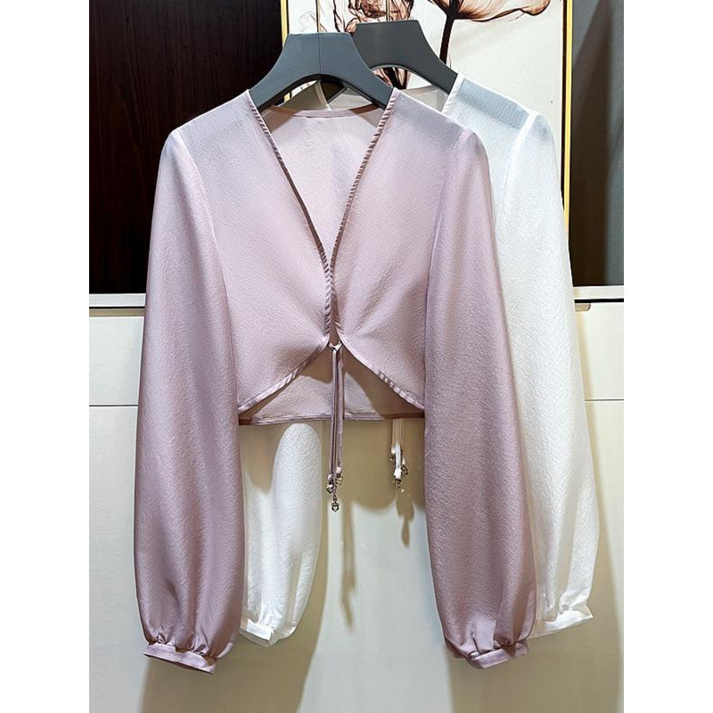 Cardigan damă din poliester, imprimeu geometric, mâneci lungi, decolteu în V