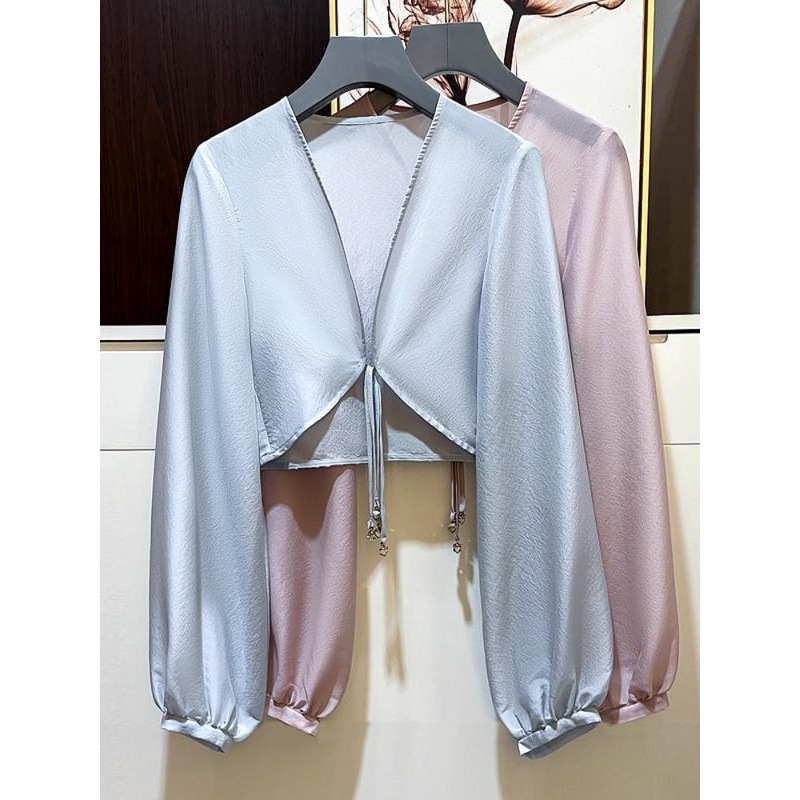 Cardigan damă din poliester, imprimeu geometric, mâneci lungi, decolteu în V