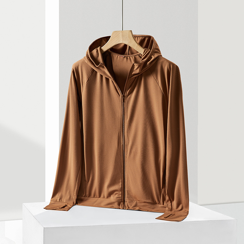 Jachetă de exterior tip windbreaker cu protecție UV 50+, glugă, respirabilă, din poliester