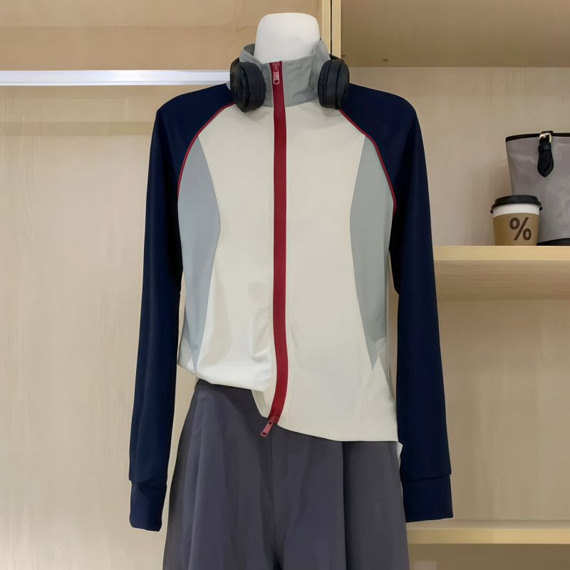 Jachetă din chenille cu spandex, fără mâneci, guler înălțat, croială slim-fit, primăvara 2025