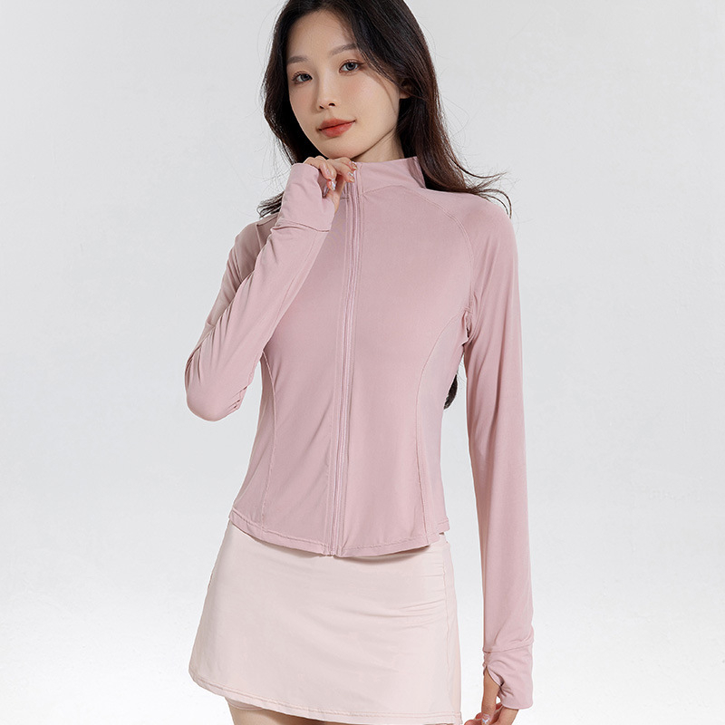 Bluză subțire de protecție solară pentru femei, croială slim, material nylon-spandex, UPF50+, mâneci raglan lungi cu fermoar, lungime 40–50 cm, vară 2024