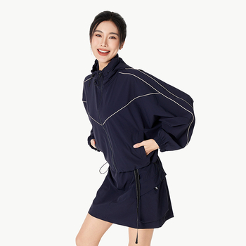 Jachetă de protecție solară pentru femei UPF200+, respirabilă, cu glugă, fermoar reflectorizant, guler înălțat