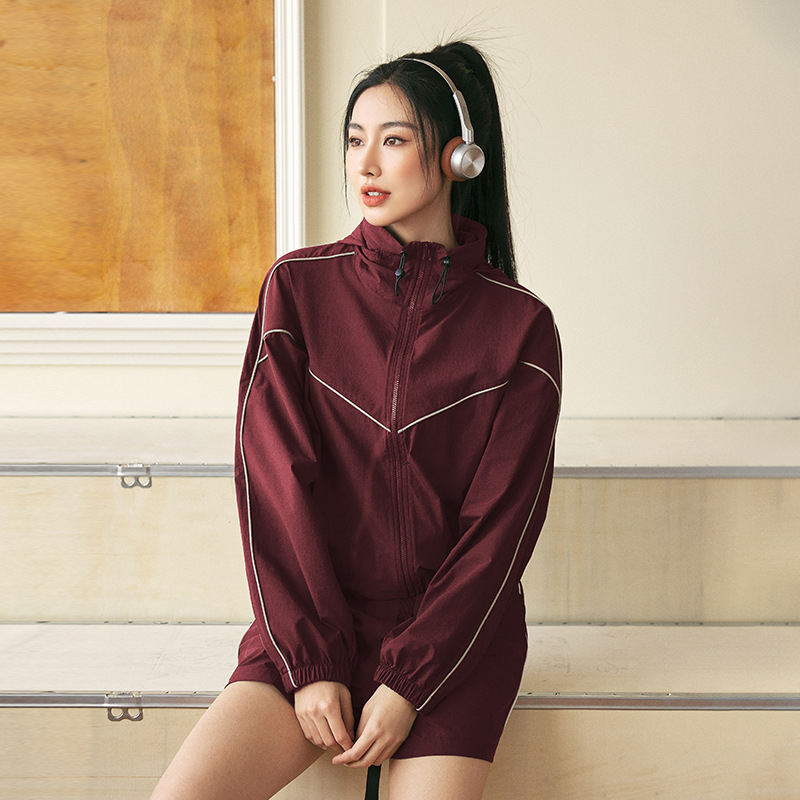 Jachetă de protecție solară pentru femei UPF200+, respirabilă, cu glugă, fermoar reflectorizant, guler înălțat