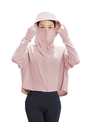 Îmbrăcăminte de protecție solară pentru femei, croială lejeră scurtă, Ice-Silk amestec poliester-spandex, UPF50+, mâneci lungi