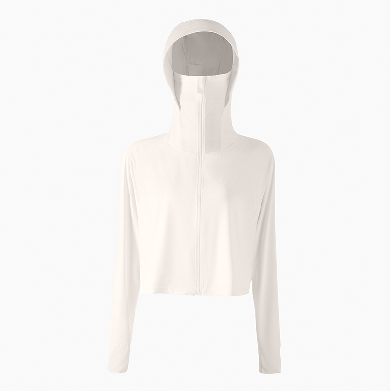 Îmbrăcăminte de protecție solară pentru femei, croială lejeră scurtă, Ice-Silk amestec poliester-spandex, UPF50+, mâneci lungi