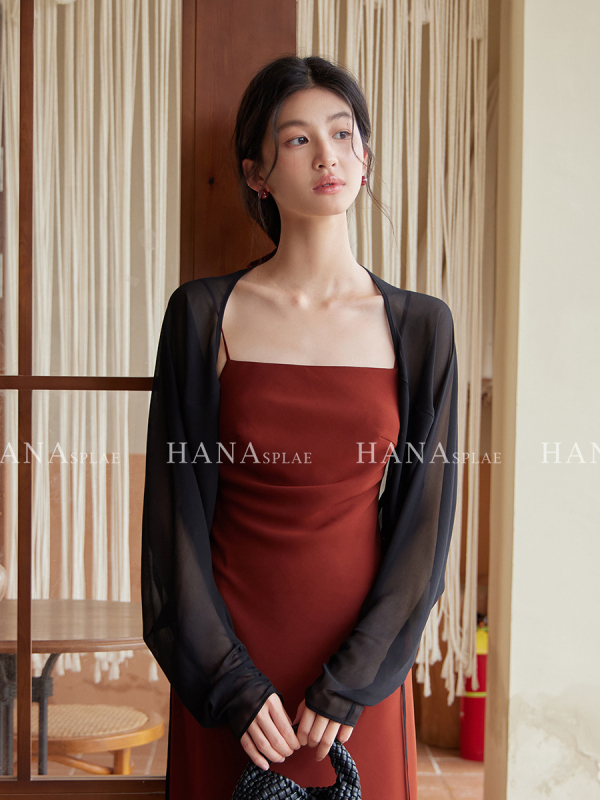 Cardigan șal ușor din plasă, lungime scurtă, mâneci lungi, UPF30+, toamna 2025