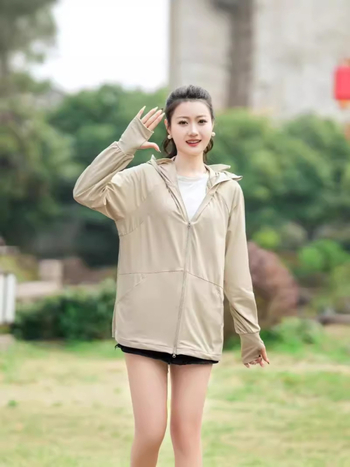 Îmbrăcăminte UV pentru femei, croială lejeră, mâneci lungi, fermoar, UPF50+