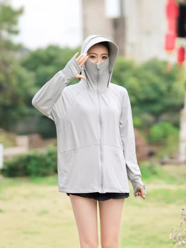 Îmbrăcăminte UV pentru femei, croială lejeră, mâneci lungi, fermoar, UPF50+