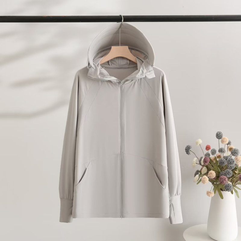 Îmbrăcăminte UV pentru femei, croială lejeră, mâneci lungi, fermoar, UPF50+