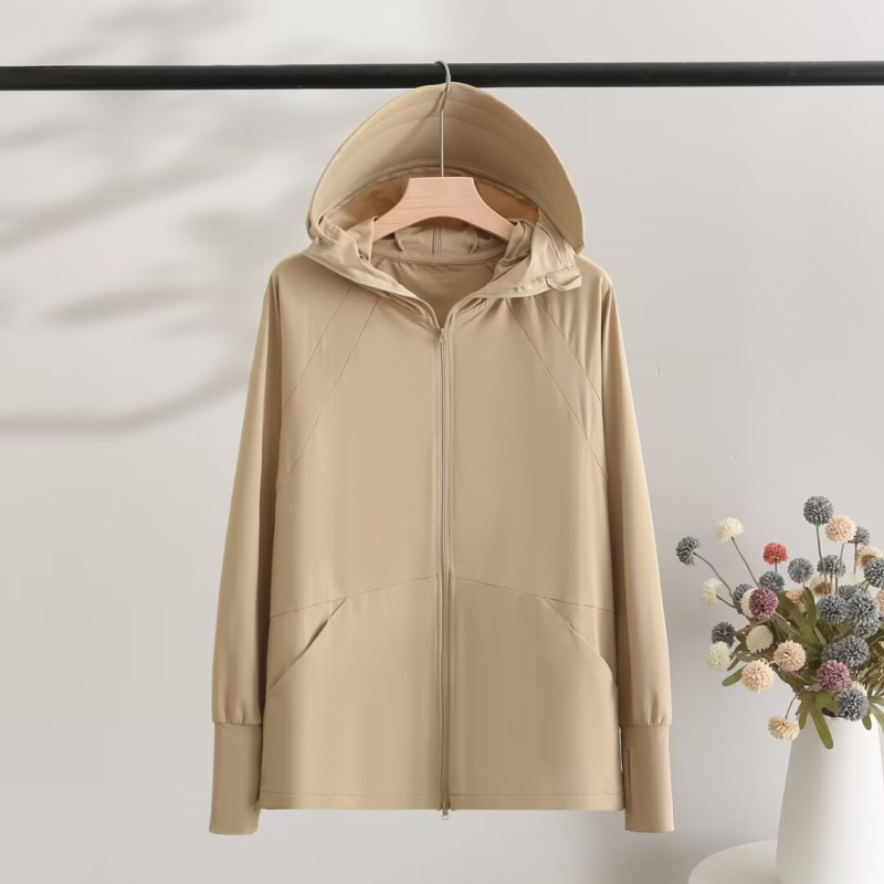 Îmbrăcăminte UV pentru femei, croială lejeră, mâneci lungi, fermoar, UPF50+