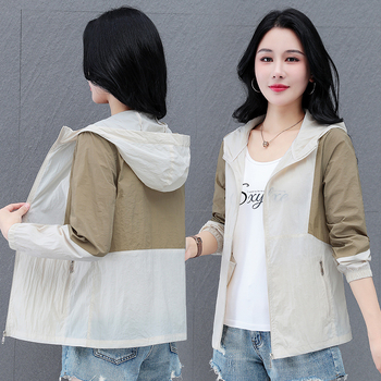 Jachetă cu glugă din nylon, ușoară, mâneci lungi, lungime standard, fermoar, stil casual japonez-coreean