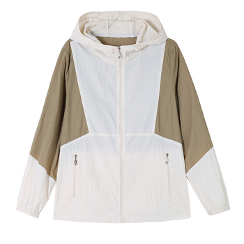 Jachetă cu glugă din nylon, ușoară, mâneci lungi, lungime standard, fermoar, stil casual japonez-coreean