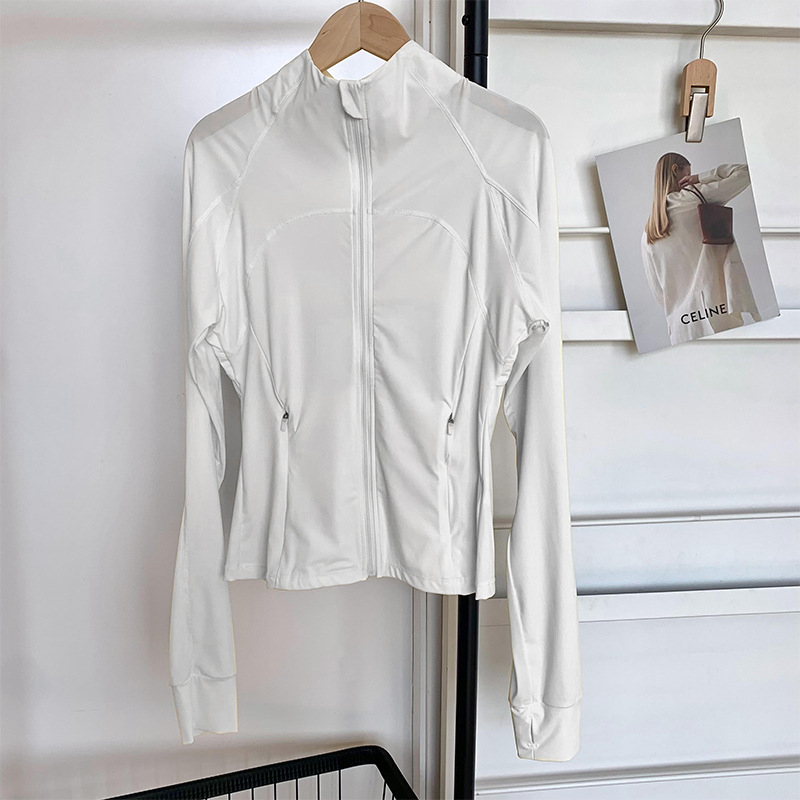 Jachetă UV din nylon, croială Slim, guler înalt, UPF50+, lungime medie