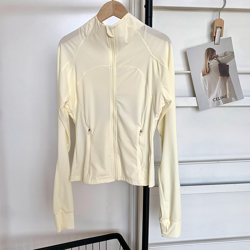 Jachetă UV din nylon, croială Slim, guler înalt, UPF50+, lungime medie