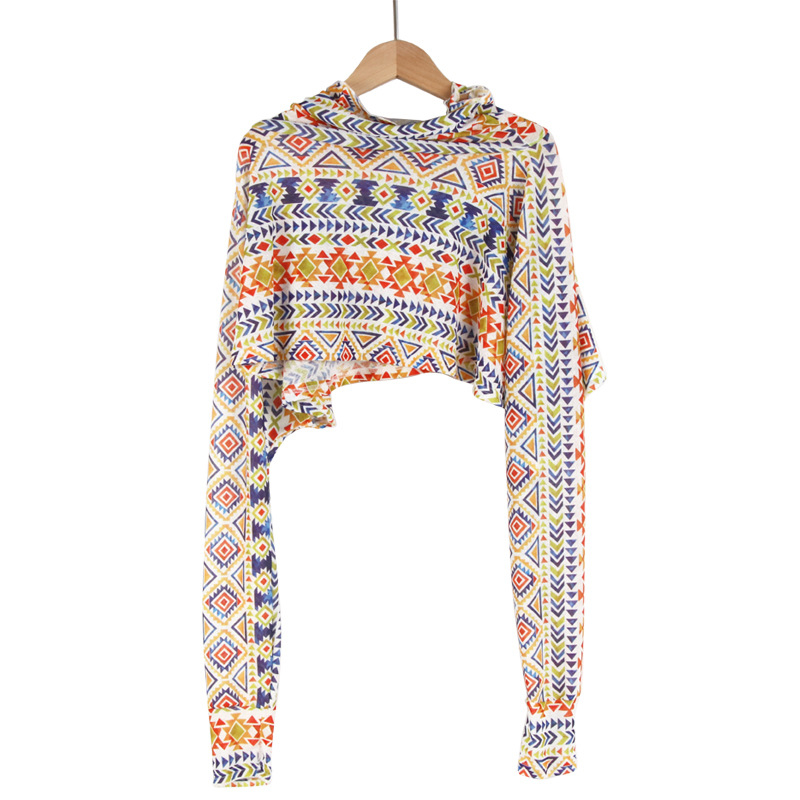 Geacă de protecție solară pentru femei din Ice Silk – imprimeu complet, croială lejeră, stil șal lejer, protecție UV, respirabil, uscare rapidă