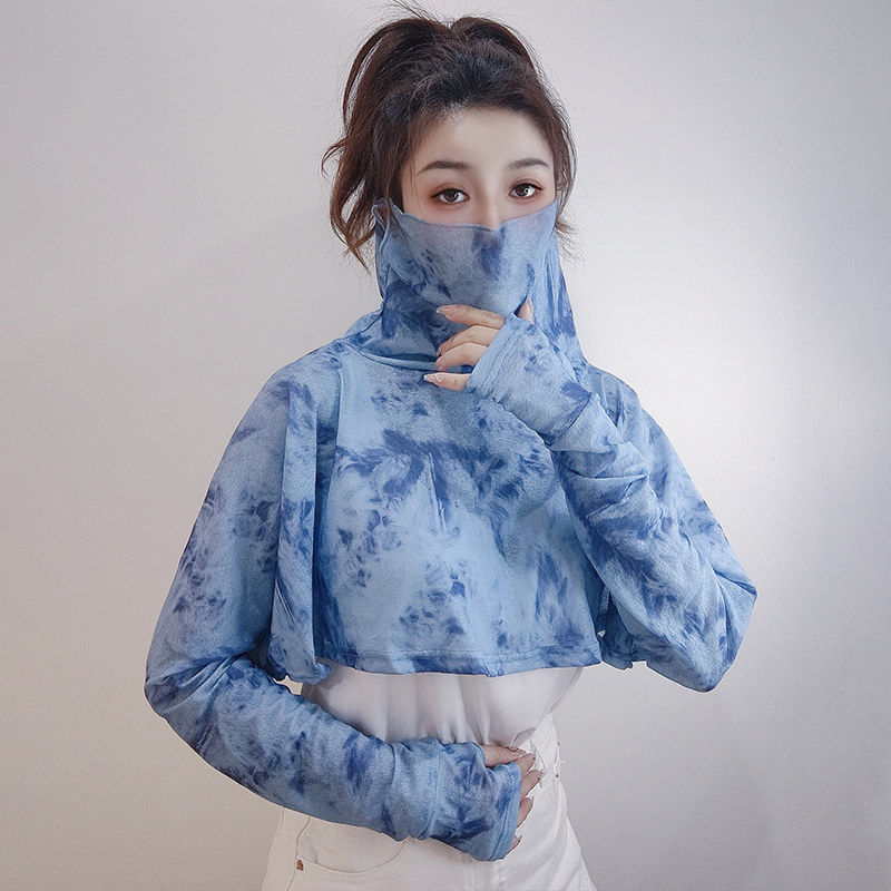 Geacă de protecție solară pentru femei din Ice Silk – imprimeu complet, croială lejeră, stil șal lejer, protecție UV, respirabil, uscare rapidă