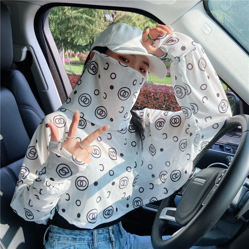 Geacă de protecție solară pentru femei din Ice Silk – imprimeu complet, croială lejeră, stil șal lejer, protecție UV, respirabil, uscare rapidă