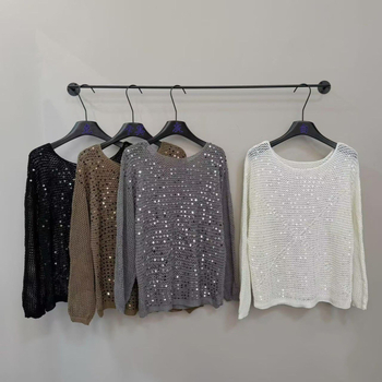 Ženski pleteni top s prorezima, Ice Hemp i Spandex, okrugli izrez, dugi rukavi, šivano s lace-up uzacem, UPF40+