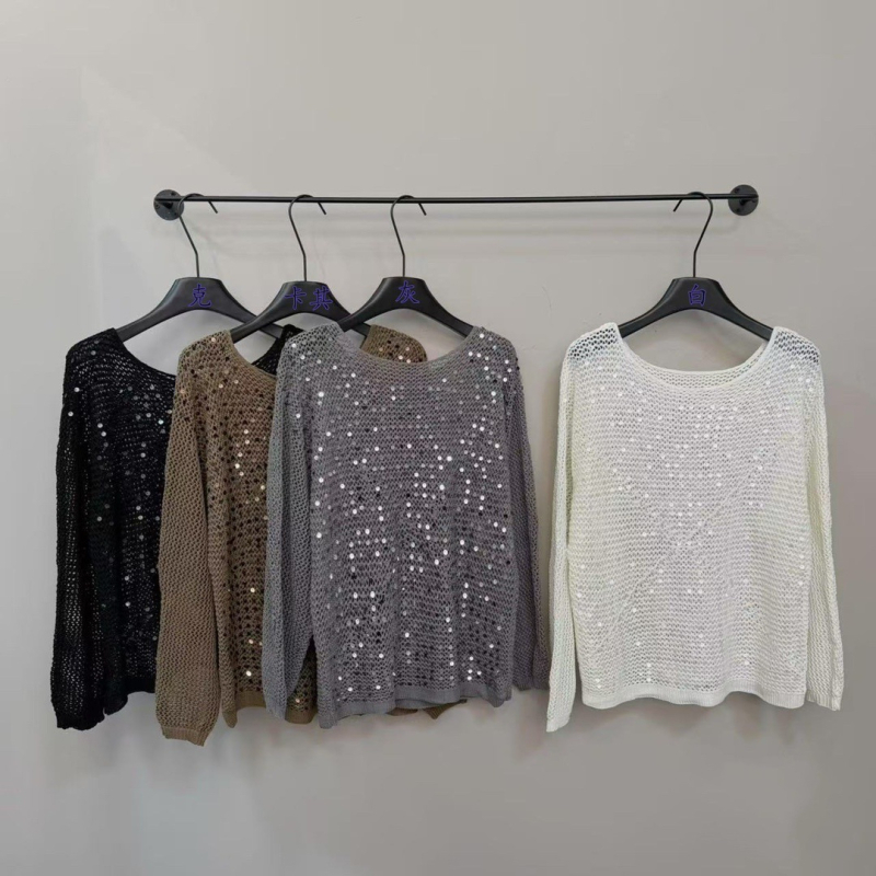 Ženski pleteni top s prorezima, Ice Hemp i Spandex, okrugli izrez, dugi rukavi, šivano s lace-up uzacem, UPF40+
