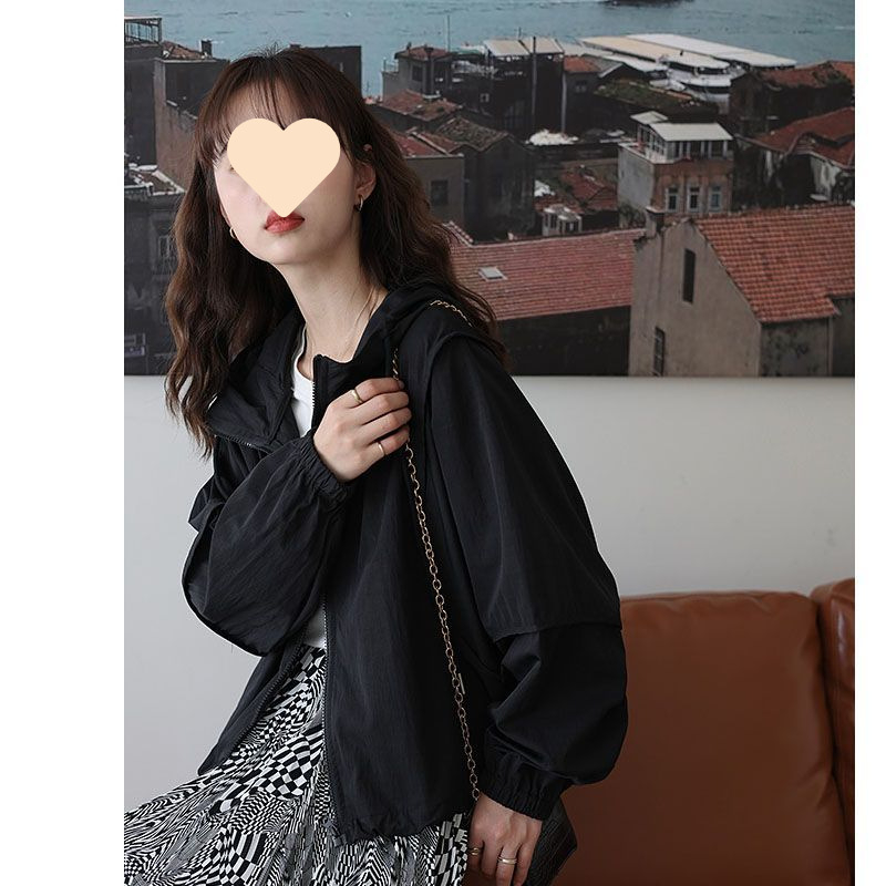 Ženski kratki kaput s kapuljačom, 95% akril, dugi rukavi, gradski stil