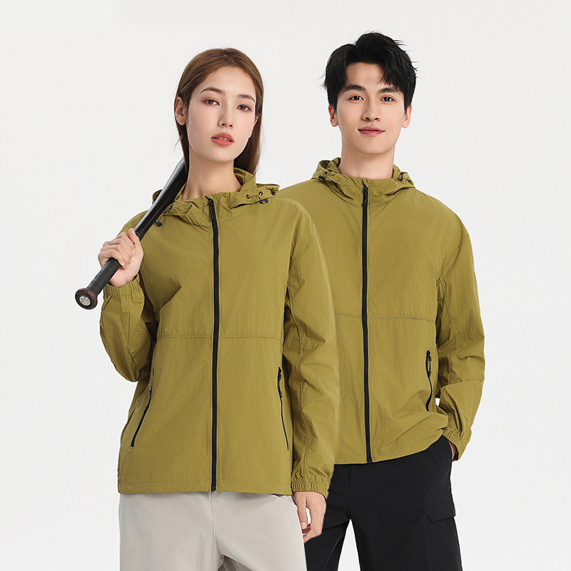 Jachetă de exterior ușoară cu protecție UV UPF50+, respirabilă, nailon, cu glugă