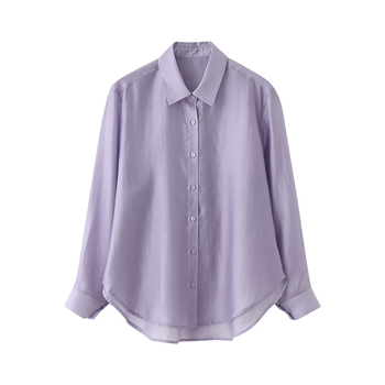 Košulja od Tencela s opuštenim krojem, dugi rukavi, monokromatski uzorak, 80–90% Lyocell, gradski stil za svakodnevno nošenje, jednostruko kopčanje, duljina 50–65 cm