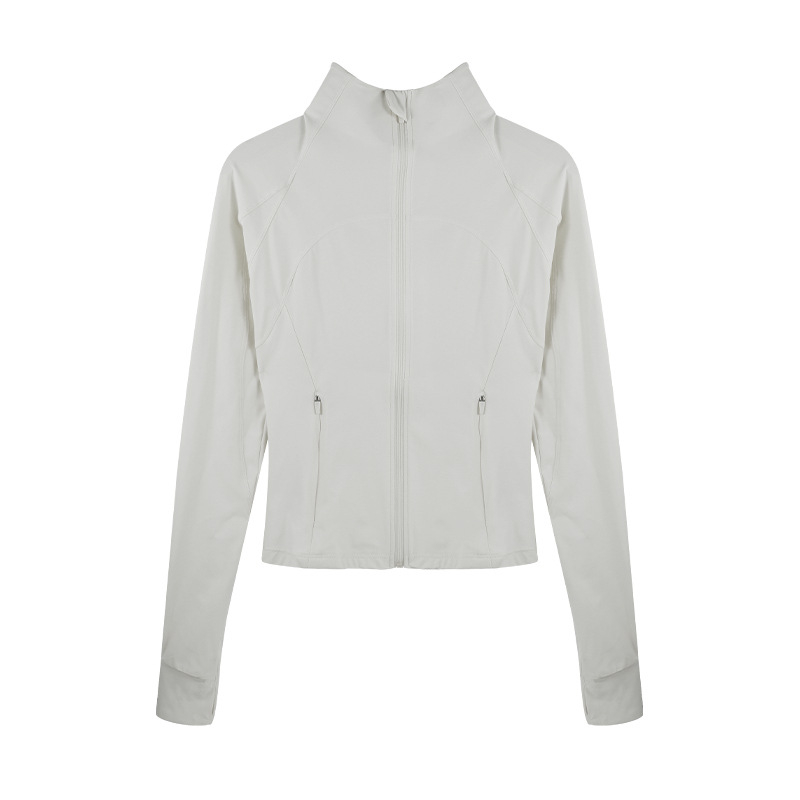 Dámska UV ochranná bunda z nylon-spandex zmesi, štíhly strih, stojací golier, dlhé rukávy, zips