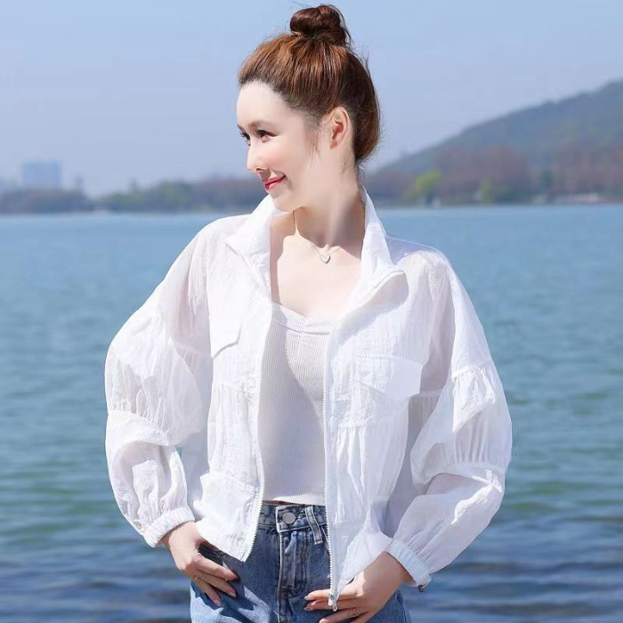 Jakna za zaštitu od sunca - Harajuku stil, poliester, kratka duljina 40–50 cm, zatvarač, proljeće 2025