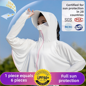 Îmbrăcăminte UV pentru femei, capă cu glugă, croială lejeră, poliester 96%+, Primăvara 2024