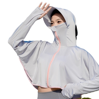 Îmbrăcăminte UV pentru femei, capă cu glugă, croială lejeră, poliester 96%+, Primăvara 2024