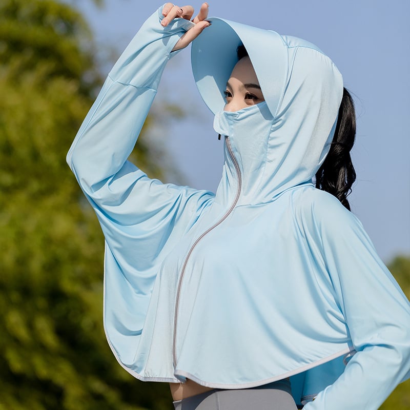 Îmbrăcăminte UV pentru femei, capă cu glugă, croială lejeră, poliester 96%+, Primăvara 2024