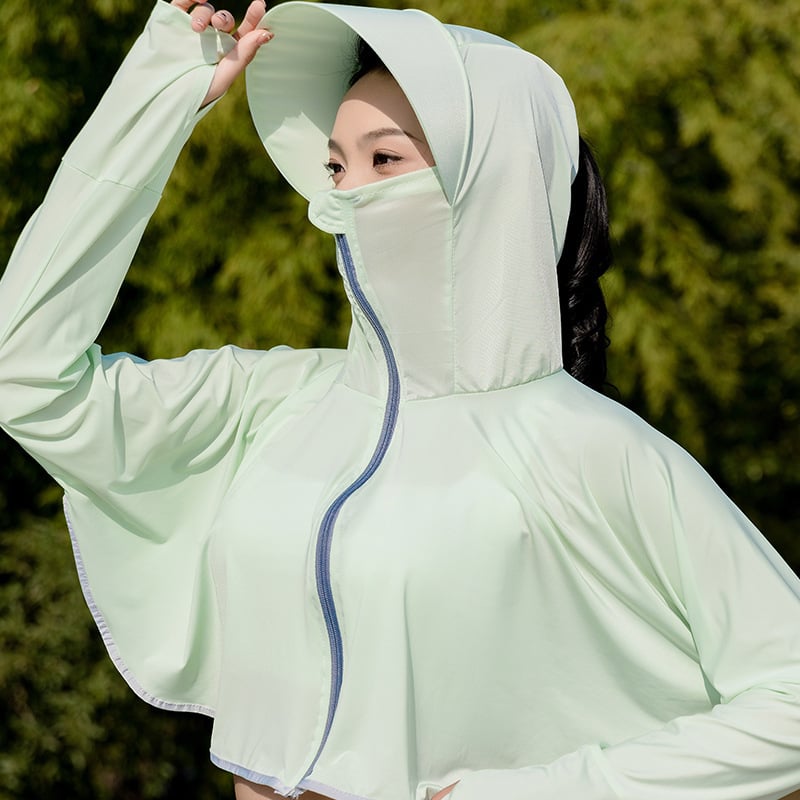 Îmbrăcăminte UV pentru femei, capă cu glugă, croială lejeră, poliester 96%+, Primăvara 2024