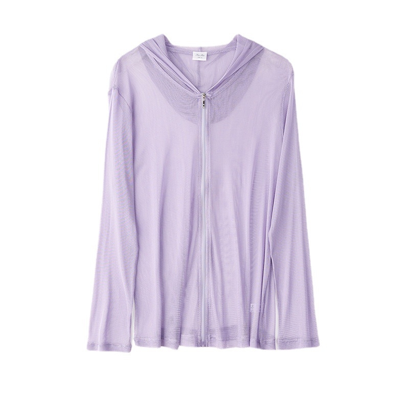 Dámska sieťovaná bunda z hodvábnej zmesi na ochranu proti slnku, dlhé rukávy, úzky strih, 23% Mulberry hodváb, 77% viskóza