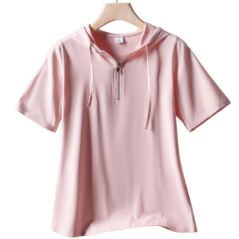 Ženski T-shirt kratkih rukava od modalne tkanine, slobodan kroj, korejski stil, jednobojna, zatvarač
