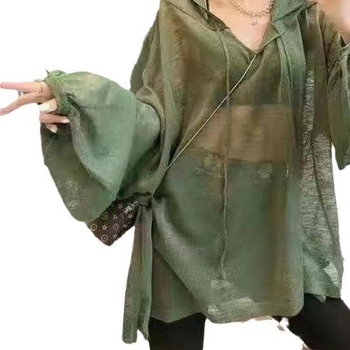Ženska jakna s kapuljom za zaštitu od sunca, dugi rukavi, 95% poliester, kopčanje šnirkama, gradski stil