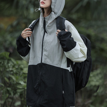 Ženska zaštitna jakna za sunce - Hong Kong wind retro stil, UPF30+, Poliester 95%+, zatvarač, dugo rukave