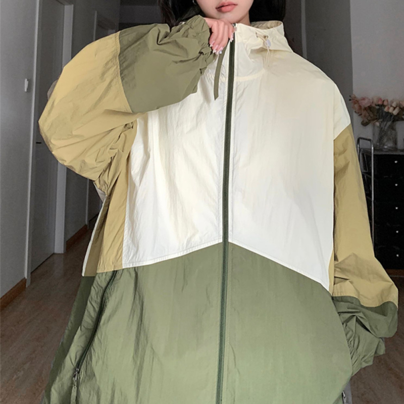 Ženska zaštitna jakna za sunce - Hong Kong wind retro stil, UPF30+, Poliester 95%+, zatvarač, dugo rukave