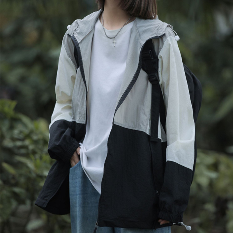 Ženska zaštitna jakna za sunce - Hong Kong wind retro stil, UPF30+, Poliester 95%+, zatvarač, dugo rukave