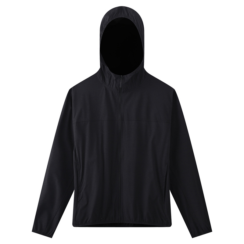 Desert Wind unisex jakna za zaštitu od sunca, kapuljačom, prugasta, ultra tanka, prozračna, brzo se suši, UPF50+, dug kroj