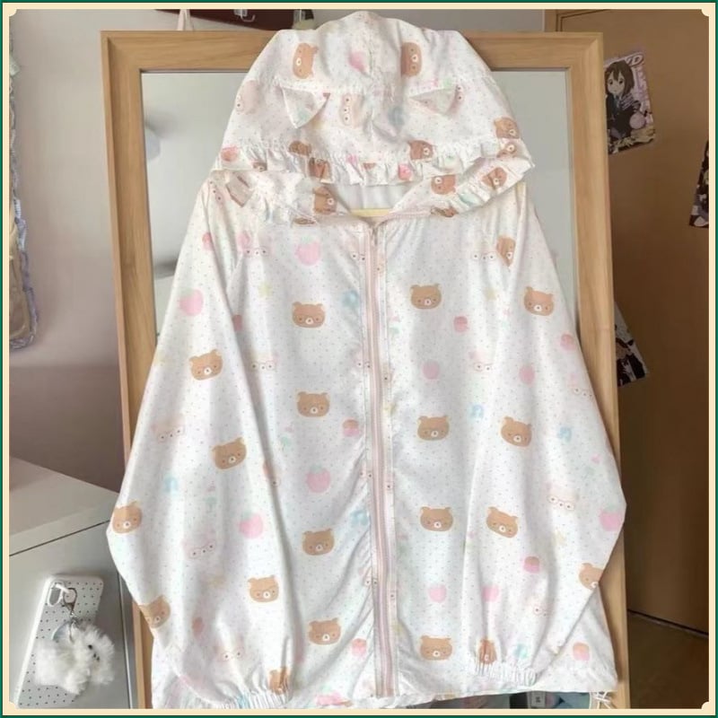 Женски кардиган със слънцезащита, цип-качулка, А-образна кройка, къс силует (≤40 см), дълги ръкави, качулка, цип с три копчета, Материя: акрилно влакно + спандекс