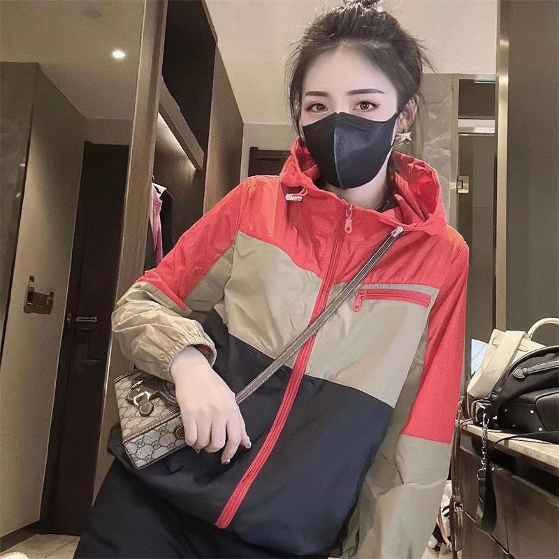 Jachetă ușoară cu glugă pentru femei, protecție solară, croială lejeră, mâneci lungi, fermoar