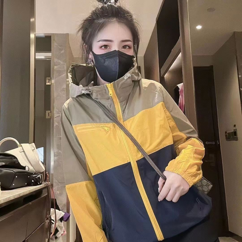 Jachetă ușoară cu glugă pentru femei, protecție solară, croială lejeră, mâneci lungi, fermoar