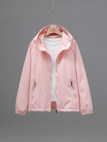 Dámska kapucňa bunda s UV ochranou, korejský štýl, ľahký polyester Chenille, UPF30+, zips