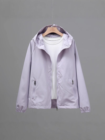 Dámska kapucňa bunda s UV ochranou, korejský štýl, ľahký polyester Chenille, UPF30+, zips